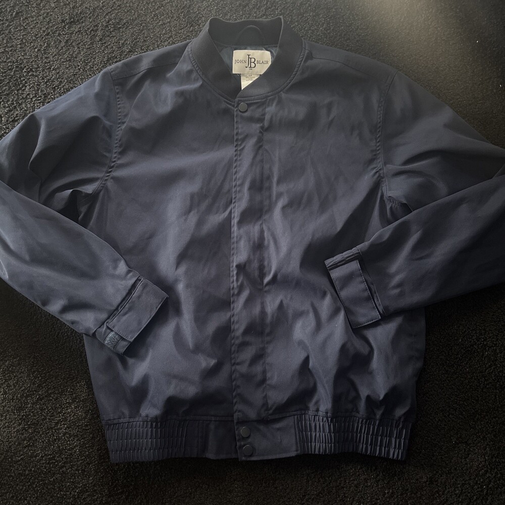 Vintage John Blair Light Bomber Jacket Navy Blue Large